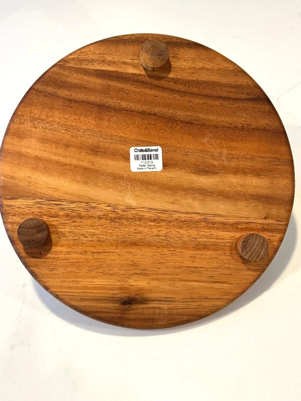 Crate & Barrel MCM Wooden 4 Tear Drop Dishes & 3 Swizzles Round Serving Tray